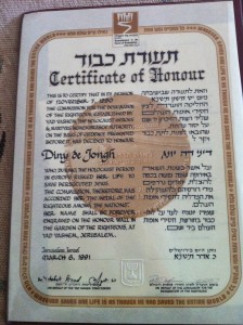 Yad Vashem-onderscheiding